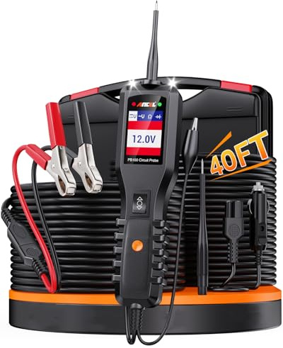 ANCEL PB100 Automotive Power Circuit Probe, 12-24 VDC Car Electrical Diagnostic Tool, AC/DC Voltage Current Resistance Short Detection, Trailer Fuse Tester, Digital Voltmeter Ohmmeter, 40FT Cables