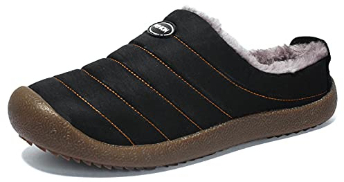 SMajong Hiver Chaussons en Peluche Chaud Pantoufles de Maison Intérieur Imperméables Mules Accueil Slippers Outdoor Coton Chaussures pour Femmes Hommes Grande Taille 43 EU
