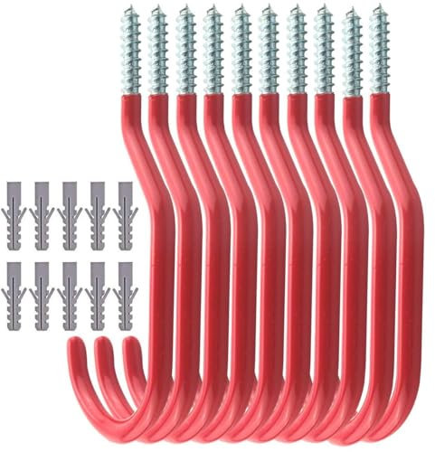 TooTaci Bike Hook, 10 Pack Bicycle Storage Garage Hooks Set, Large Plastic Coated Screw-in Utility Shed Hooks for Bikes, Wall Mount/Ceiling Hook Heavy Duty for Bike Hanging