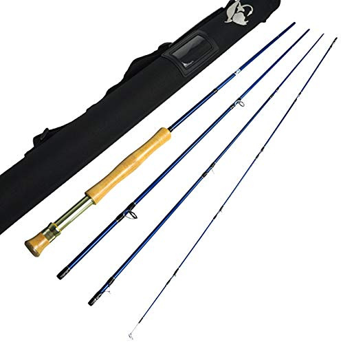 Aventik Fly Fishing Rod 9ft 4 Piece Fly Rod with Carrying Case for Saltwater Travel Fly Fishing Rod for Walleye Bass Carp Trout - Tip Fast Action in 7/8/9/10/11/12 Weight (9'0'' LW8)