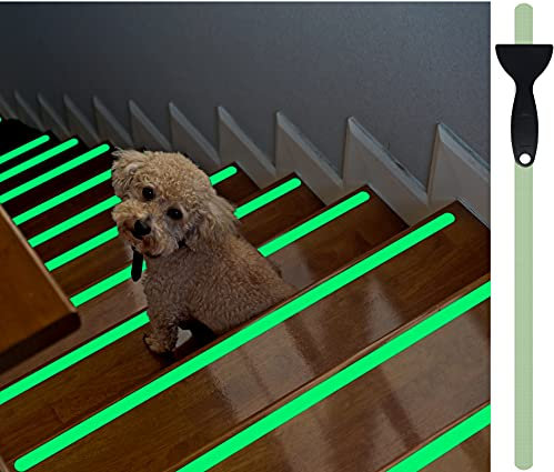 cocofy Fluoreszierende Anti Rutsch Streifen Leuchtend Aufkleber Treppe, nachleuchtendes Klebeband, XXL (75x3 cm), für Treppenstufen innen, Antirutsch Sticker - 18-Pack