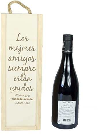 CALLE DEL REGALO – Caja de Vino Personalizada con Dedicatoria | Caja de Madera para 1 Botella | Regalo Original para Cumpleaños, Navidad y Ocasiones Especiales (Botella No Incluida)