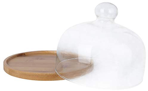 Garneck Glass Cover for Cake Food Grade Blown Glass Cake Cover Bottom Plate and Transport at Home Parties