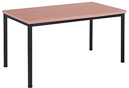 Schreibtisch u. Besprechungstisch mit schwarzem Tischgestell | Konferenztisch Bürotisch Computertisch Mehrzwecktisch Arbeitstisch PC-Tisch Homeoffice-Tisch (buche, 120 x 80 x 77,5 cm)