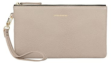 Doris&Jacky Goatskin Leather Wristlet Clutch Wallet Cute Small Pouch Bag With Strap (Goatskin-grey, 4-grey)