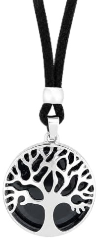 ASTER ALHELÍ - Collar Árbol de la Vida Mujer Hombre - Colgante con Piedra y Altura Ajustable - Amuleto de Protección y Joyería Artesanal Hecha a Mano en España - Ideal para Regalo