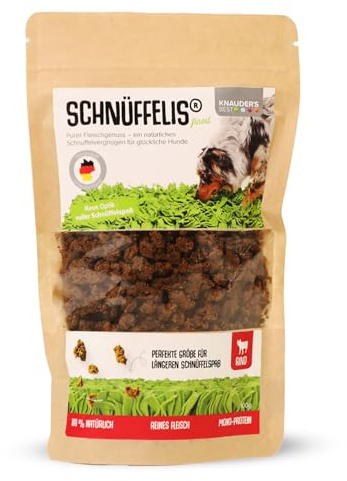 KNAUDER'S Best - Hundeleckerli Schnüffelis Finest - 1x 100g RIND Snacks - Hunde Leckerlis aus 100% Muskelfleisch - Hundeleckerli getreidefrei & ohne chemische Zusatzstoffe - Leckereien für Hunde