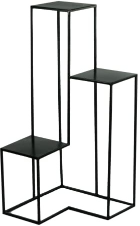 Moderne Pflanzentreppe Schwarz Metall Blumenständer mit 3 Regalen für Fotos Blumen und Dekorationen Industriell Loft