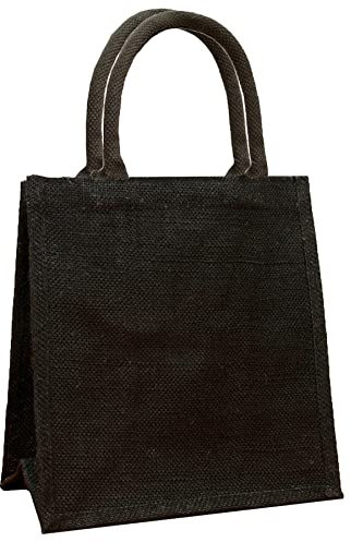Roseley New Small Jute Bag Plain Black (H25xW24)