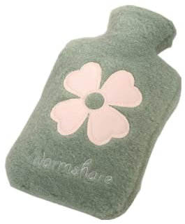 Hot Water Bottle With Cover - 2-in-1 Water Bag for Cold and Hot Compress, Wearable Mini Bottle, Great Gift for Women (1000ML Green)