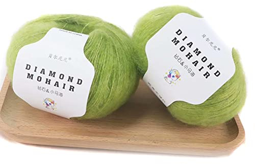 BYNYXI 2 Rollen Strickgarn Wolle, 25g 2 Lagige Flauschige Mohairwolle zum stricken Garne weiches dünnes Garn Einfarbige Stränge Basteln Gewebte DIY Häkelgarn Mohair Seide Wolle zum Häkeln Stricken