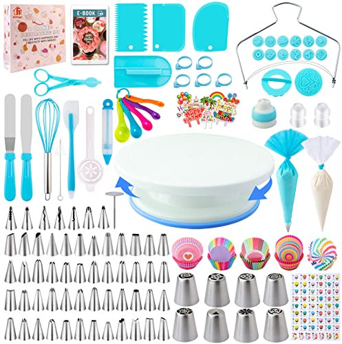 Kit Reposteria y Pasteleria 356pcs, Nifogo Boquillas Manga Pastelera, Plato Giratorio para Tartas, Decoracion Tarta, Accesorios Reposteria