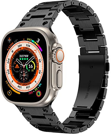 Soyeacrg Kompatibel mit Apple Watch Band 49 mm, 45 mm, 44 mm, 42 mm, 41 mm, 40 mm, 38 mm, Business-Ersatzarmband aus Edelstahl für iWatch Ultra SE Serie 8, 7, 6, 5, 4, 3, 2, 1,Black,42/44/45/49mm