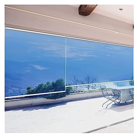 Rollo Verdunklungsrollo Blau Einweg Durchsichtige Fensterläden, Verspiegelt Sonnenschutz Vorhang Für Uv-Blocker/ Wärmeschutz, Wohnzimmer/ Balkon Tönungsfolie Für Fenster, Mit Montage ( Color : WxL , S