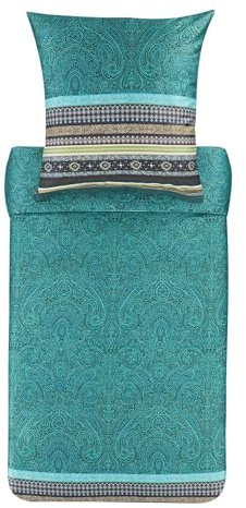 Bassetti Maser Bettwäsche + 1 Kissenhülle aus 100% Baumwollsatin in der Farbe Waldgrün V1, Maße: 155x220 + 1 K 80x80 cm - 9325854, Grün