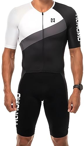 Triathlon kostym herr cykeldräkt vadderad en del trisuit cykeltop kort trisuit onepiece för tävling (TYP-4, L)