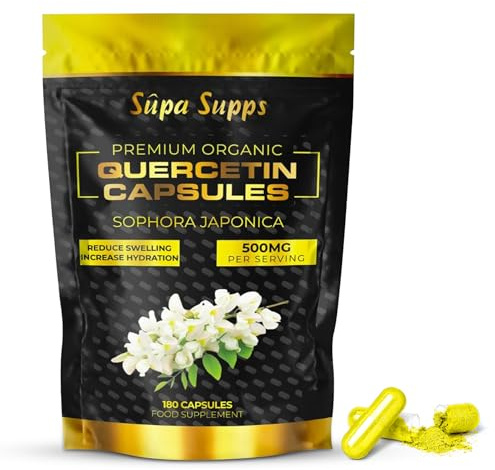 Pure Bio Quercetin 500mg - High Strength Quercetin Capsules - Antioxidant & Flavonoid Quercitin Supplement - Natural Support for Cellular Protection & Vitality - 180 Vegan Capsules