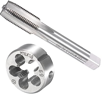 CoCud Gewindebohrer und Matrize Set M16 x 1.5 Gewinde Schnellarbeitsstahl Maschine Schrauben Gewindebohrer und Rundmatrizen - (für Gewindeschneiden Reparieren) 1Set