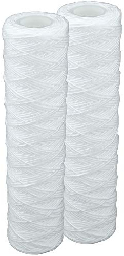 2x Faser- Filter Wasserfilter für 10 Zoll Filtergehäuse gewickelte Filtereinsatz 20µ Filterfeinheit Garnschnur für Vorfilter Gartenpumpen Hauswasserwerke (2)