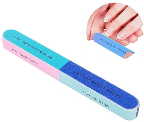 QSLKI Nagelpolierblock, 7-stufig, Nagelfeilen Doppelseitige, waschbare und wiederverwendbare Nagelfeilen, Doppelseitige Nagelfeilen für Nagelstudio und Zuhause