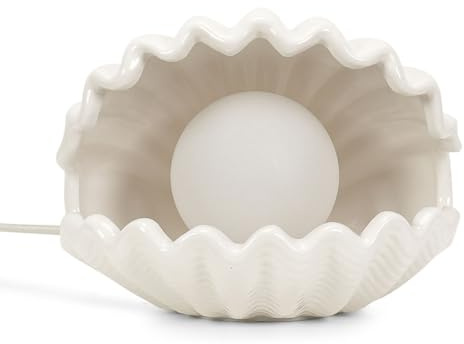 ValueLights | Ceramic Shell Shaped Clam White Pearl Bedside Table Lamp | Table Lamps, Home Décor & Improvement Essential