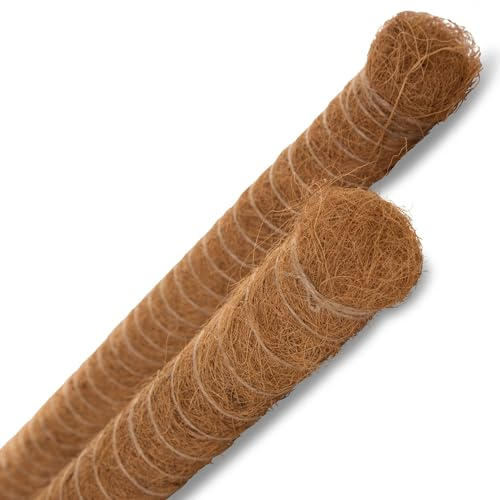 Novatool 2X Pflanzstab Kokos 40 cm I Ø 45mm I Profi I verlängerbar I natürlicher Kokosfaser I Pflanzenhalter I Rankstab I Moosstab Kokosstab Pflanzstab Kokos