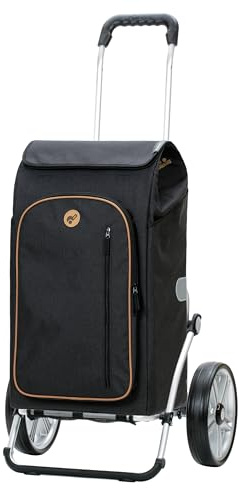 Andersen Einkaufstrolley - klappbar - 61 Liter - mit Kühlfach | Aufhängung für Einkaufswagen - belastbar 50 kg - Aluminium - Trolley - Kugellager-Rad Ø 25 cm - Royal Shopper Folke schwarz