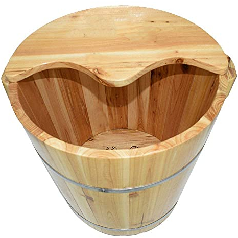 UYDJAKX Fußbadeimer aus Naturholz, Pedikürebecken, Fußbadfass, Fußbecken, Pediküre für Erwachsene, Massivholzverdickung, 40 cm, Fußbad, Massage, Spa, Sauna, hoher Ehrgeiz, hoffnungsvoll Star of Light