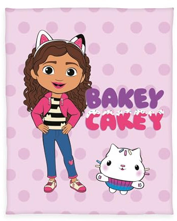 Herding Fleece-Decke Gabby's Dollhouse, 130 x 170 cm, Dekorative Kinder-Kuscheldecke mit buntem Motiv, flauschig, 100% Polyester, Rosa