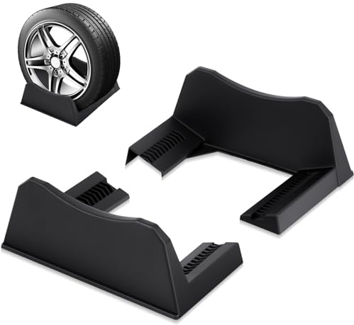 Colingmill 2 Stück Autoreifenständer, Rad-Display-Rack, verstellbare Breite, Felgenaufbewahrung, Reifenständer, Basis für Ausstellung, Geschäft, Garage, Messe, Schwarz