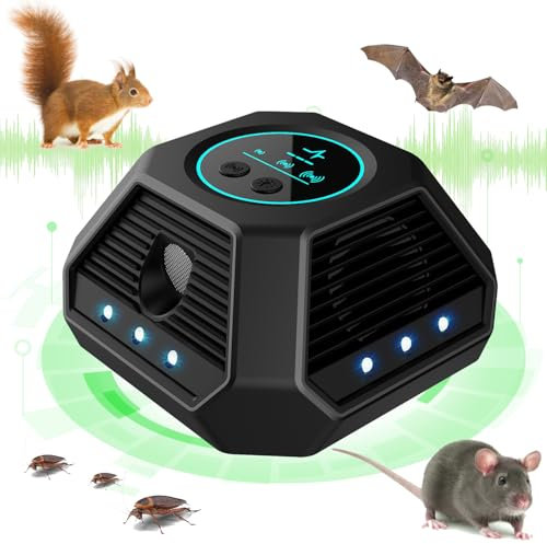 HENESE Ultrason Souris et Rats | Repulsif Souris Ultrasons 360° | Lumière LED - Ultrason Rongeur pour Maison | Ultrason Rongeur pour Maison, Appartement, Cave, Restaurant, Grenier, Garage