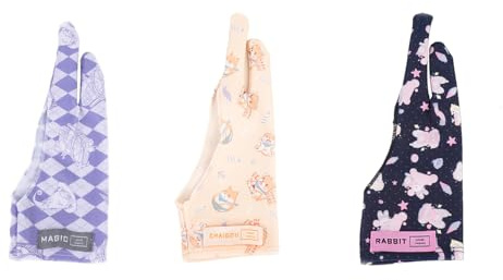 Spaseeba - Artist Drawing Gloves, Two Finger Design Animal Print Drawing Gloves for Tablet Pen iPad Right and Left Hand, M