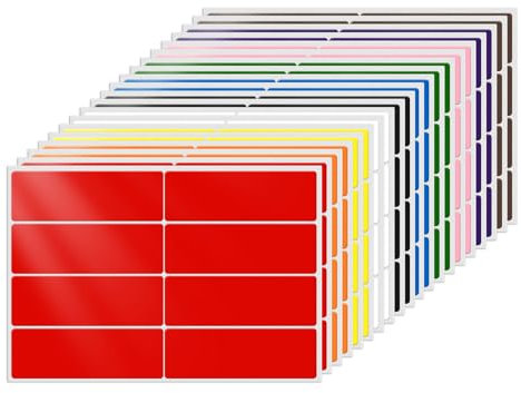 FINDAT Rechteckige Etiketten 75 × 25 mm Vinyl Wasserfeste Selbstklebende Namensschilder Aufkleber Klebeetiketten zum Beschriften für Büro Haus Schule DIY 160 Stück 10 Farben