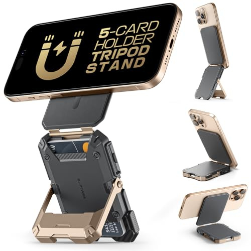 SUPCASE for MagSafe Wallet with Stand, Magnetic Wallet for Men, [Hold 5 Cards] [Adjustable Stand] [RFID Blocking] Phone Stand Credit Card Holder Tripod for iPhone 17/16/15/14/13/12 Series, Desert