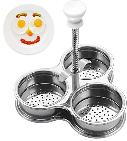 Egg Poacher,Stainless Steel Poached Egg Cooker,Eggs Poaching Cup,Steamers Egg Boiler with 3 Cups for Poached Eggs Brunch Breakfast