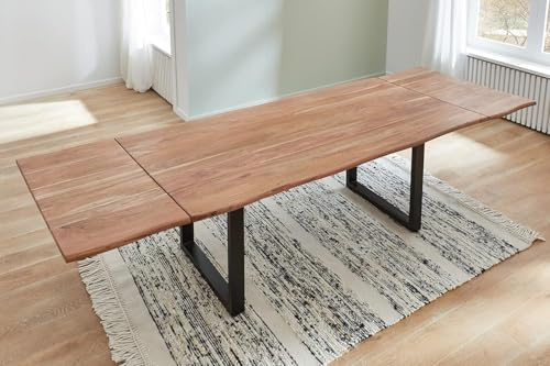 SAM Esstisch Norino 120(200) x90 cm Akazie Stone Baumkante U schwarz