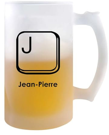 Planetee Verre à Bière Jean-Pierre Lettre Clavier | Chope de Bière Pinte | Idée Cadeau Prénom Informaticien Geek Gamer Anniversaire Papa Collègue Départ Retraite Noël