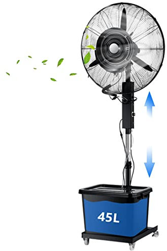 HMASNSEIY Ventilateur brumisateur d'extérieur sur Pied, Hauteur réglable, 3 Vitesses, Oscillation à 90°, pour terrasse, Jardin, arrière-Cour, Noir
