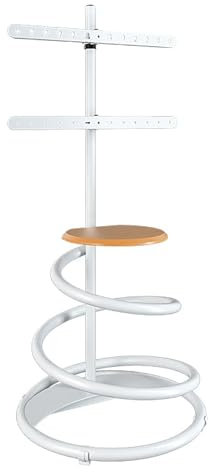 Soporte de TV de suelo reforzado con soporte, soporte de TV con estantes para televisores de plasma, LCD, LED, pantalla plana o curva de 37 a 75 pulgadas, VESA máx. 600 x 400 mm (madera blan