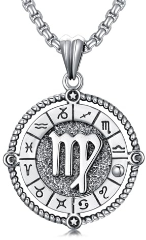 ROMANTICWORK Collier avec pendentif signe du zodiaque 12 constellations en argent sterling 925, bijou astrologie pour hommes et femmes, Argent sterling, Pas de gemme