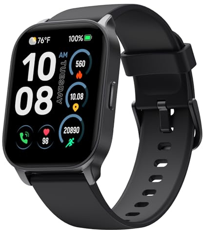 TOOBUR Montre Connectée Homme Femme avec Alexa, Smartwatch avec Podometre, 100 Sports, Appel et cardiofrequencemetre, Suivi du Sommeil, Étanche IP68, Compatible iOS Android, Noir Minuit