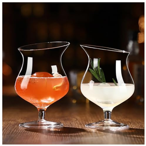 QVK Lot de 2 verres à cocktail en verre, verres à cocktail créatifs, design biseauté, adaptés pour le whisky bourbon, le whisky écossais et le brandy (version courte)