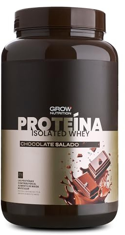 Grow Wellness Proteína Aislada Chocolate Salado 1kg | Whey isolate, Ingredientes premium, Alto contenido proteico, Disolución fácil