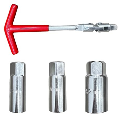 Spark Plug Socket Wrench,T-Handle Universal (14mm/16mm/21mm) Spark Plug Socket, Spark Plug Remover and Installer Tool for Motorcycles, Lawn Mowers and Small Motor Vehicles, etc.