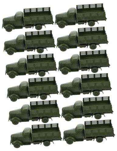 BELLIFFY 12pcs Mini Military Truck Toy for Kids Sand Table Playset, Children’s Car Model Set for Outdoor Sandbox and Decorative Play