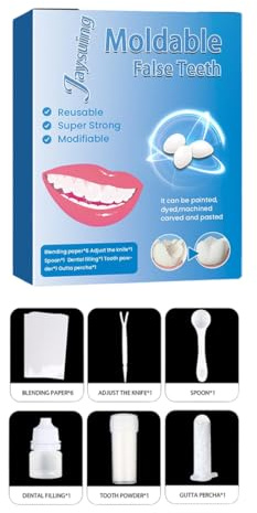 GXGM Teeth Repair Kit, False Teeth to Apply Yourself, Applicable for Cavities and Chipped Teeth, Cement for Tooth and Modellable False Teeth Repair Granules