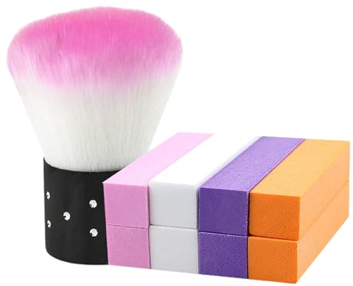 Lot de 8 blocs polissoirs à ongles et pinceau pour lime professionnelle en acrylique naturel, parfaits pour la maison, les voyages