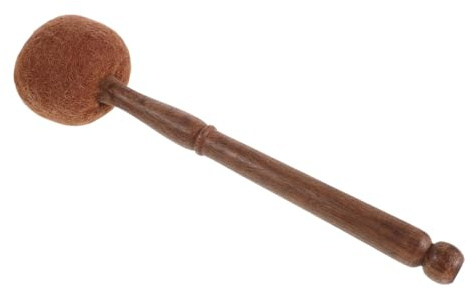 Mikikit Mazo de Cuenco Sonoro de Gamuza y Madera Mediano, Varita para Cuencos, Accesorio Portátil para Meditación y Terapia Sonora, Herramienta Profesional para Percusión y Bienestar