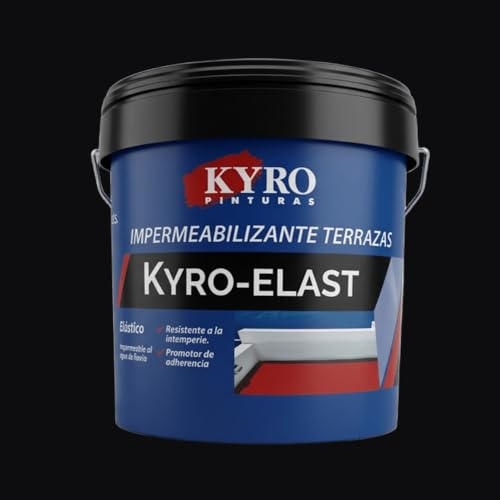 Kyro Elast Supremo - Pintura Impermeabilizante con Fibra para Terrazas - Pintura Antigoteras - Máxima Resistencia y Elasticidad - 14L, 4L y 750ml (Negro con Fibra, 14 Litros)