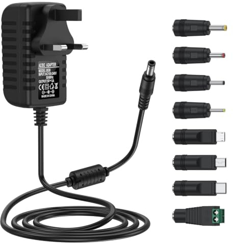 Yisica 5V 3A Power Supply AC Adapter with 8 Tips DC Plugs AC230V to DC5V 3Amps 2.5A 2A 1.5A 1A Power Adapter 5 Volt Charger for Camera Baby Monitor Graco Swing TV box